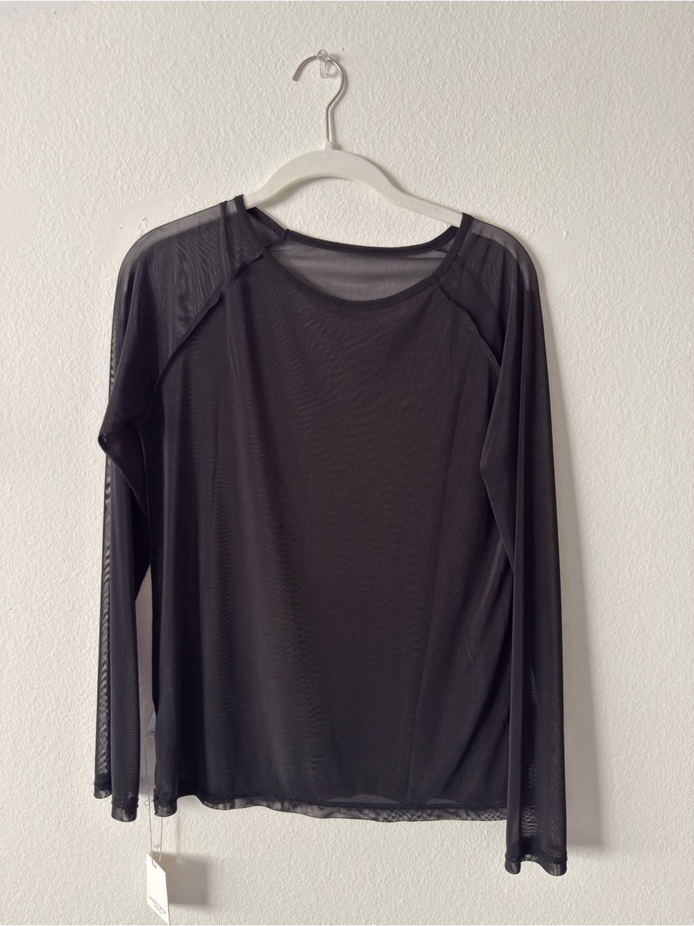 Black Sheer Long-Sleeve Women's Top